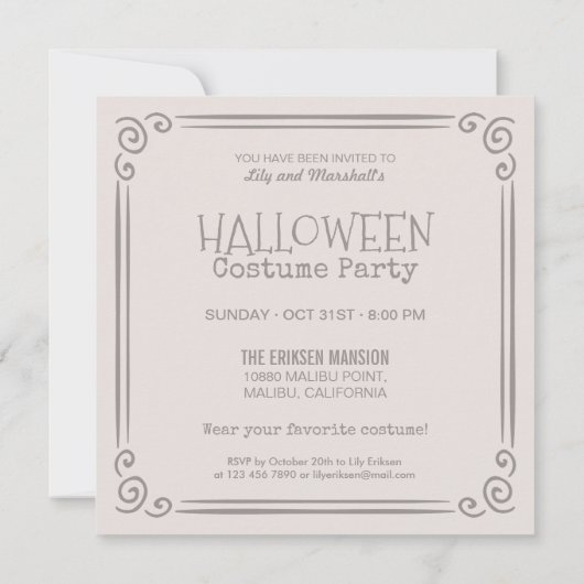 Eenvoudig maar elegant Halloween feest | Uitnodigi Kaart (Achterkant)