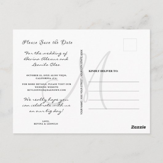 Eenvoudig maar elegant: zwart | Agenda De datum op Briefkaart (Achterkant)