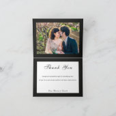 Eenvoudig, maar elegant: zwart linnen met monogram bedankkaart (Binnen)