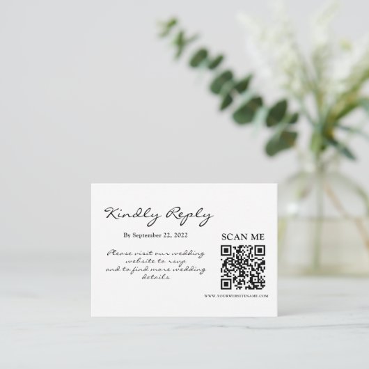 Eenvoudig, maar elegant: zwart linnen met monogram informatiekaartje (Staand voorkant)