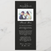 Eenvoudig, maar elegant: zwart linnen met monogram menu (Achterkant)