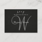 Eenvoudig, maar elegant: zwarte linnen met monogra informatiekaartje (Achterkant)
