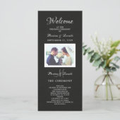 Eenvoudig, maar elegant: zwarte linnen met monogra programmakaart (Staand voorkant)