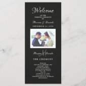 Eenvoudig, maar elegant: zwarte linnen met monogra programmakaart (Voorkant)