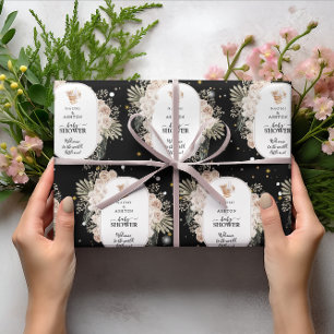 Eenvoudig, maar mooi Baby shower zwart glitter Cadeaupapier