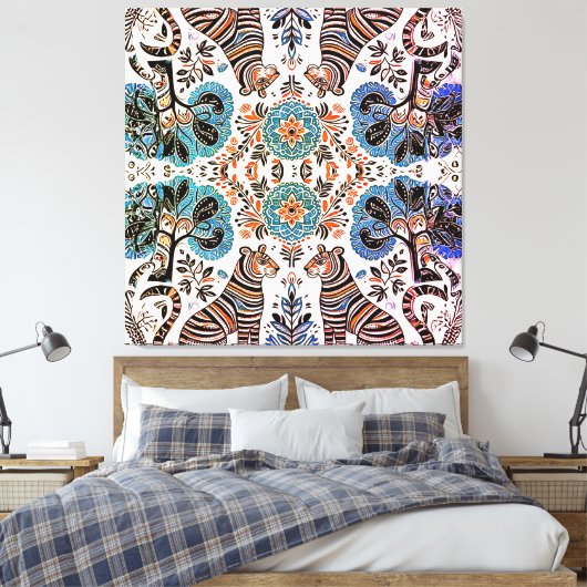 eenvoudig Madhubani-schilderij Canvas Afdruk (Insitu (Slaapkamer))