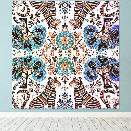 eenvoudig Madhubani-schilderij Canvas Afdruk (Insitu (Houten vloer))