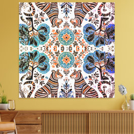 eenvoudig Madhubani-schilderij Canvas Afdruk