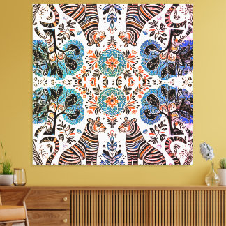 eenvoudig Madhubani-schilderij Canvas Afdruk