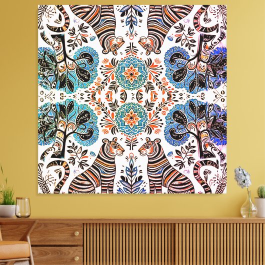 eenvoudig Madhubani-schilderij Canvas Afdruk (Insitu (Woonkamer))