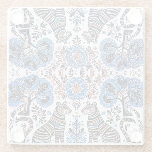 eenvoudig Madhubani-schilderij Glazen Onderzetter (Achterkant)