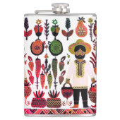 eenvoudig Madhubani-schilderij Heupfles (Voorkant)