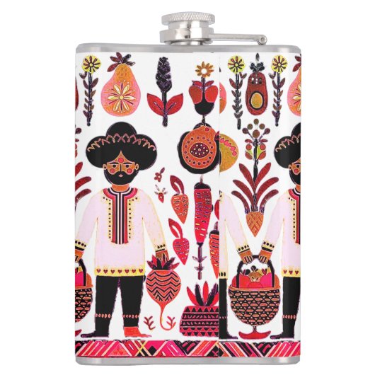 eenvoudig Madhubani-schilderij Heupfles (Achterkant)