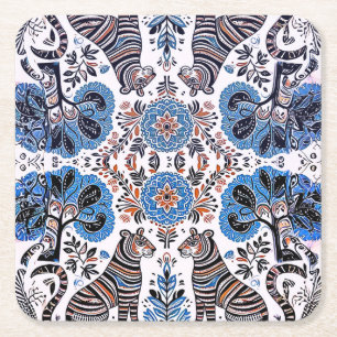 eenvoudig Madhubani-schilderij Kartonnen Onderzetters