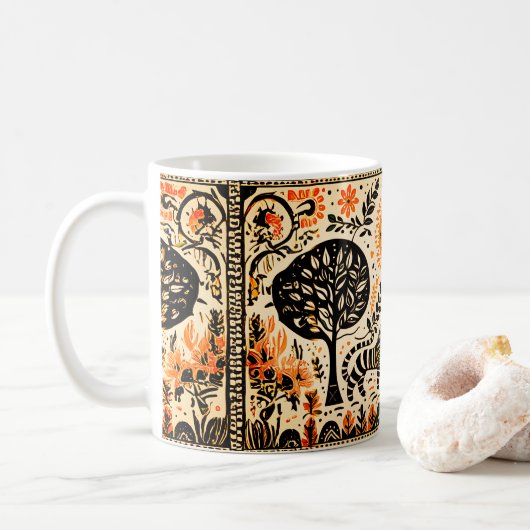 eenvoudig Madhubani-schilderij Koffiemok (Met donut)