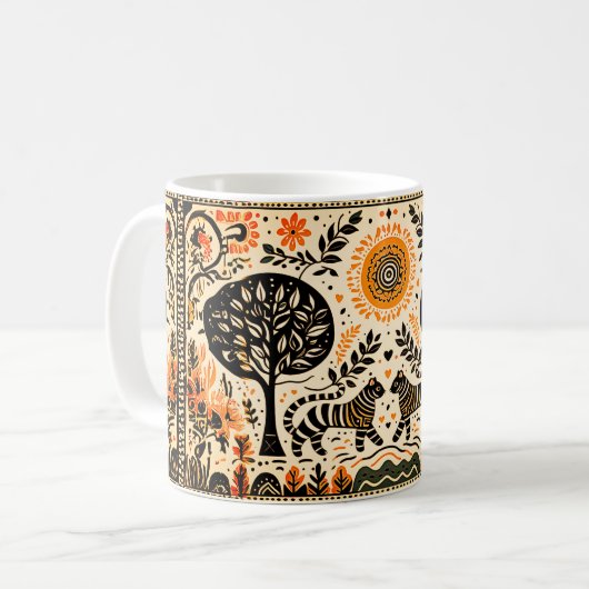 eenvoudig Madhubani-schilderij Koffiemok (Voorkant links)