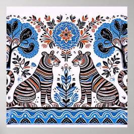 eenvoudig Madhubani-schilderij Poster