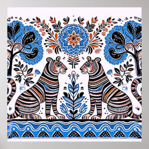 eenvoudig Madhubani-schilderij Poster