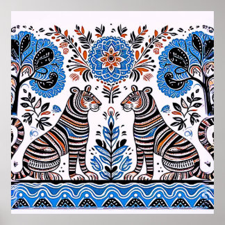 eenvoudig Madhubani-schilderij Poster