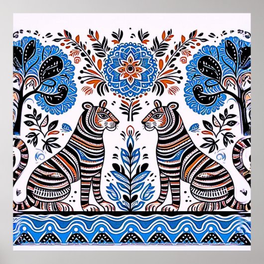 eenvoudig Madhubani-schilderij Poster (Voorkant)