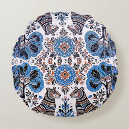 eenvoudig Madhubani-schilderij Rond Kussen