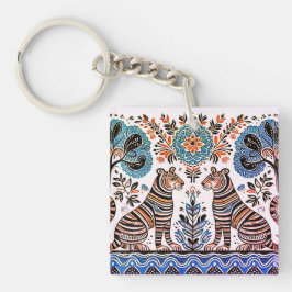 eenvoudig Madhubani-schilderij Sleutelhanger