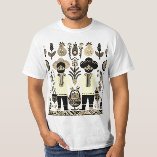 eenvoudig Madhubani-schilderij T-shirt (Voorkant)