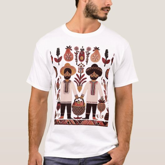 eenvoudig Madhubani-schilderij T-shirt (Voorkant)