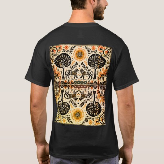 eenvoudig Madhubani-schilderij T-shirt (Achterkant)