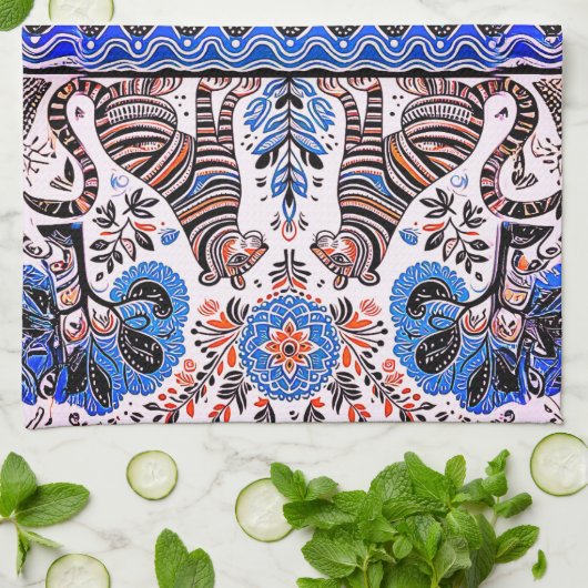 eenvoudig Madhubani-schilderij Theedoek (Gevouwen)