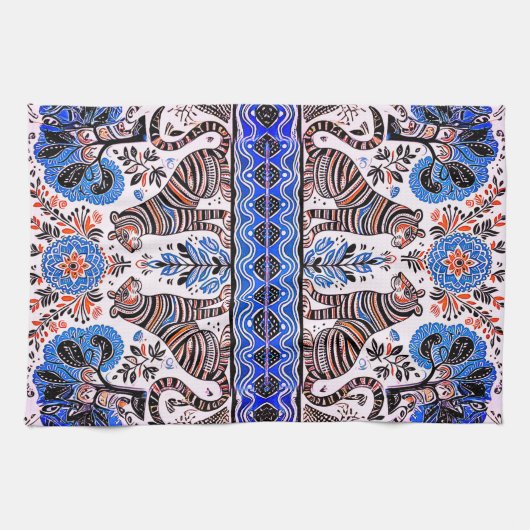 eenvoudig Madhubani-schilderij Theedoek (Horizontaal)