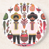 eenvoudig Madhubani-schilderij Zandsteen Onderzetter (Voorkant)