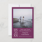 Eenvoudig Magenta Modern Minimal Photo Wedding Save The Date (Voorkant)