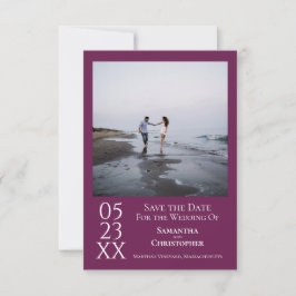 Eenvoudig Magenta Modern Minimal Photo Wedding Save The Date