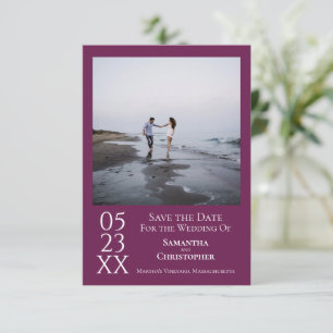 Eenvoudig Magenta Modern Minimal Photo Wedding Save The Date