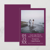 Eenvoudig Magenta Modern Minimal Photo Wedding Save The Date (Voorkant / Achterkant)