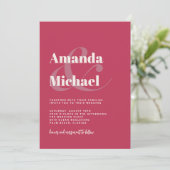 Eenvoudig Magenta Modern Minimalist Weddenschap Kaart (Staand voorkant)