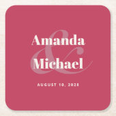 Eenvoudig Magenta Modern Minimalist Weddenschap Kartonnen Onderzetters (Voorkant)