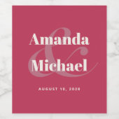 Eenvoudig Magenta Modern Minimalist Weddenschap Wijn Etiket (Enkel label)