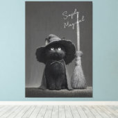 Eenvoudig Magische Heks Kat Canvas Afdruk (Insitu (Houten vloer))