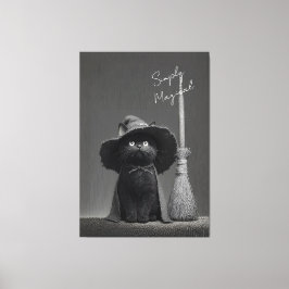 Eenvoudig Magische Heks Kat Canvas Afdruk