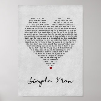 Eenvoudig Man grijs zanglied lyrische wandkunst af Poster