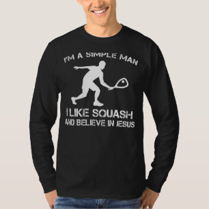Eenvoudig Man: Squash & Jesus T-shirt (32 tekens)