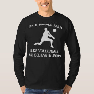 Eenvoudig Man: Volleybal & Jesus T-shirt (36 teken