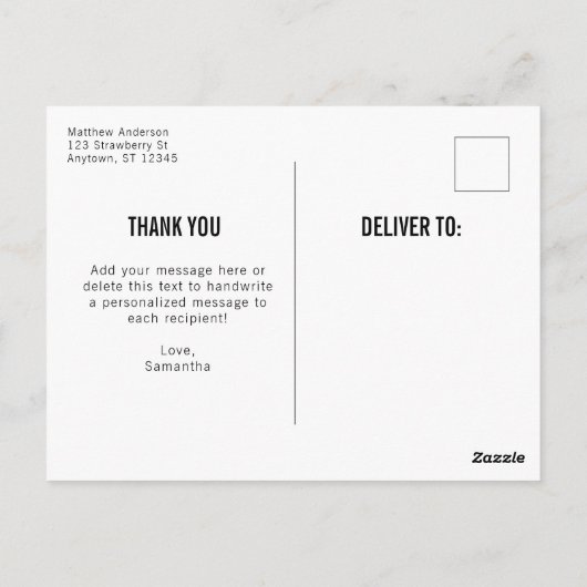 Eenvoudig mannelijk Afstuderen Dank u Briefkaart (Achterkant)