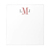 Eenvoudig mannelijk Initiaal Monogram Zwart en Roo Notitieblok (Voorkant)