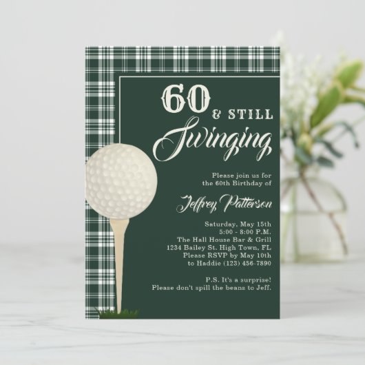 Eenvoudig Mannen Golf Milestone Verjaardagsfeest Kaart (Staand voorkant)