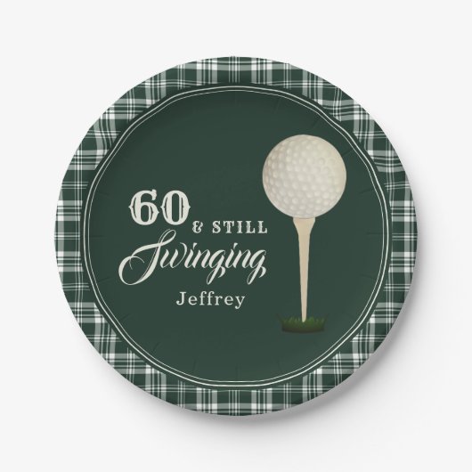 Eenvoudig Mannen Golf Milestone Verjaardagsfeest Papieren Bordje (Voorkant)