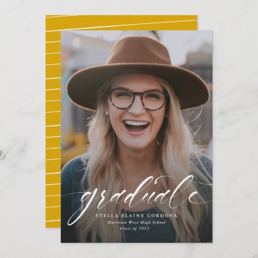 Eenvoudig manuscript afstuderen één-foto gouden aa (Voorkant / Achterkant)