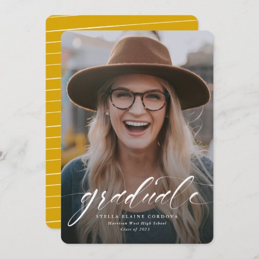 Eenvoudig manuscript afstuderen één-foto gouden aa (Voorkant / Achterkant)